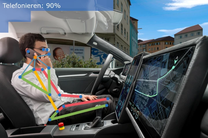 Existing systems are already able to determine if the driver is getting tired, but the Fraunhofer system can actually tell what they're up to – such as if they're talking on their smartphone