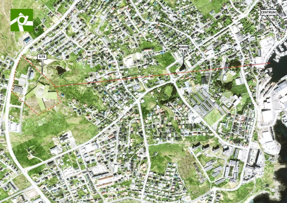 The site's location, on a hill overlooking Torshavn harbor (Image: BIG)