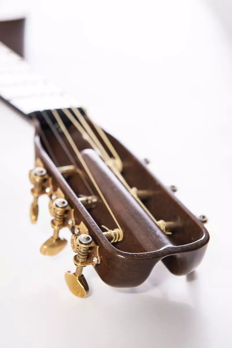 The headstock is made from Ekoa, a natural fiber composite made mostly of low-density linen