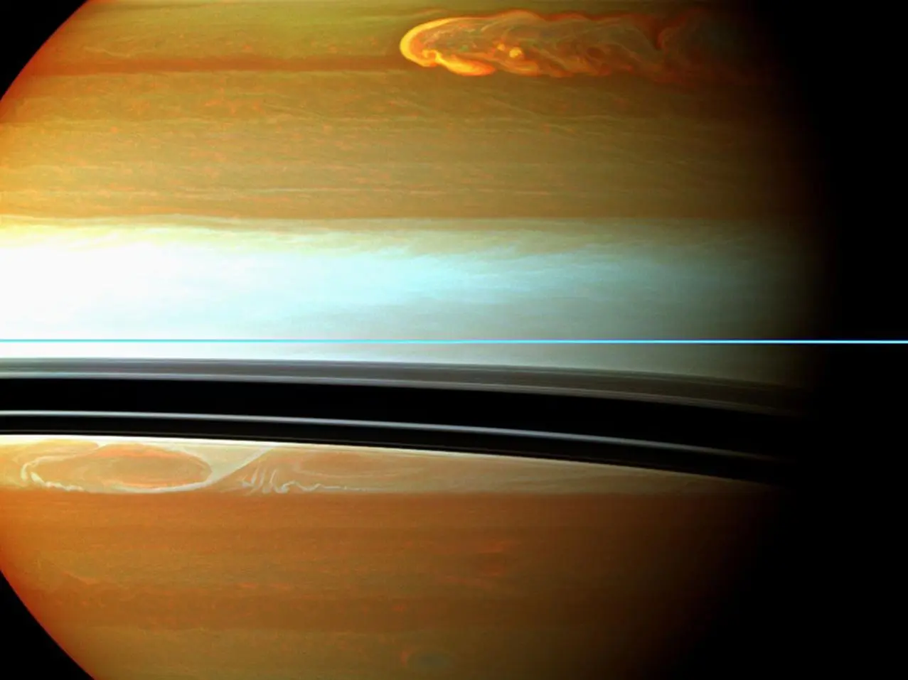 Saturn's northern storm marches through the planet's atmosphere (Image: NASA/JPL-Caltech/Space Science Institute)