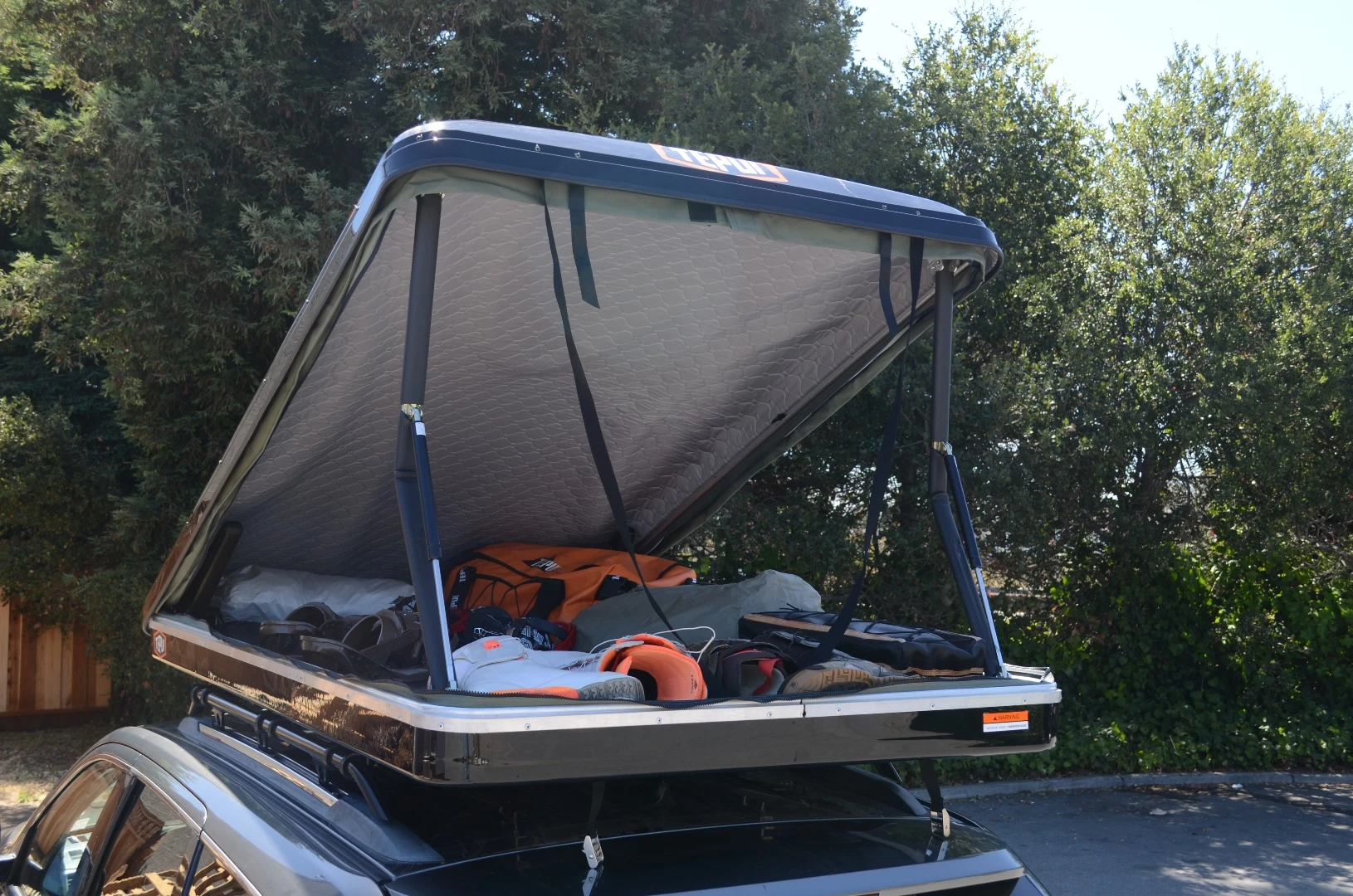 In cargo box mode, the HyBox can fit luggage, boots, gear and more