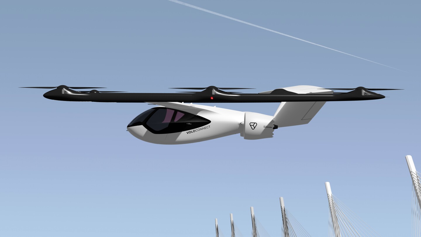 The VoloConnect flying taxi is designed to cover 100 km (62 miles) on each charge