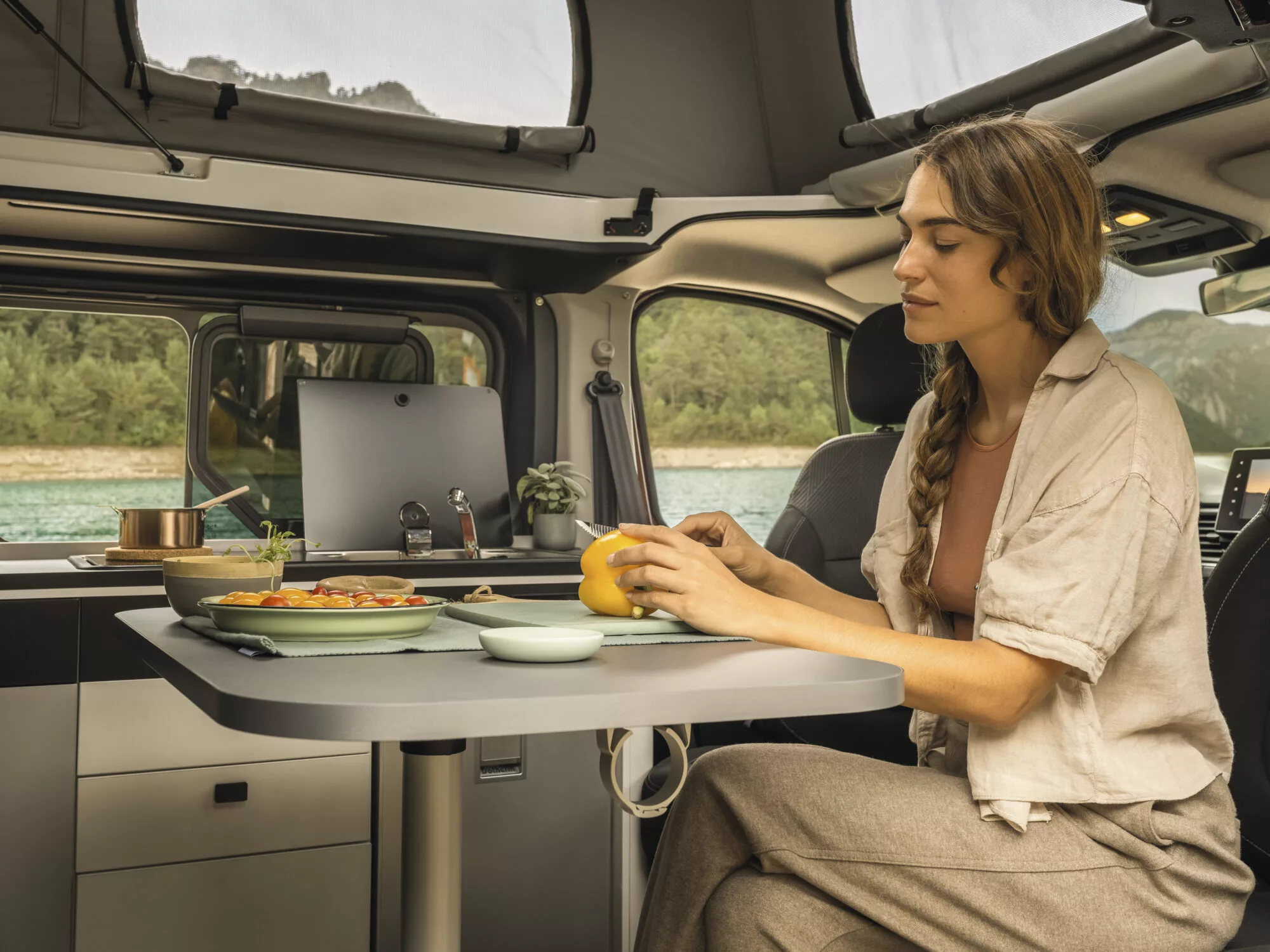 The collapsible dining table works inside or out