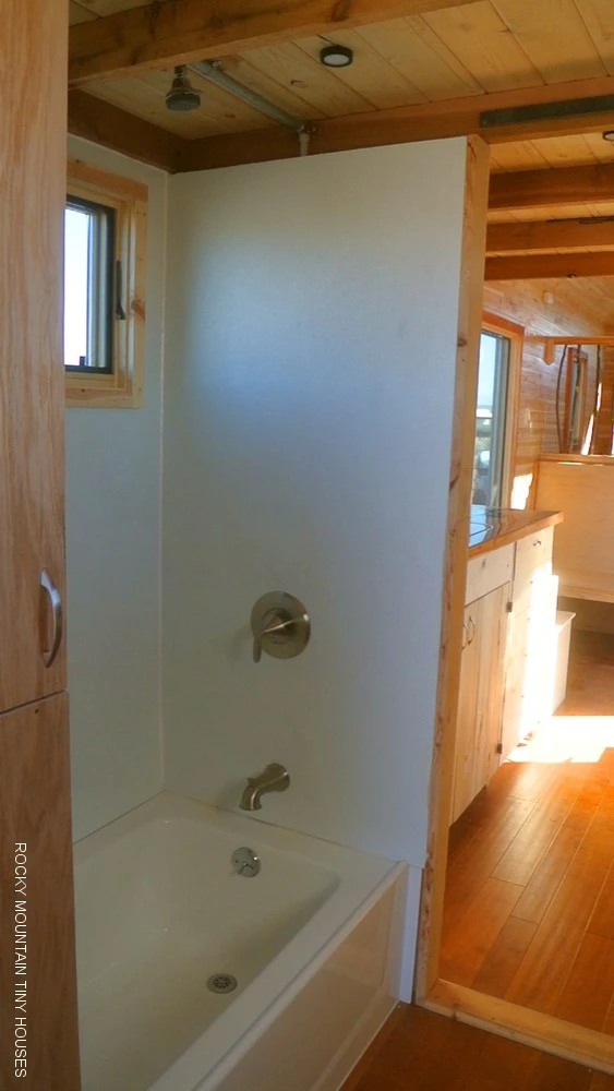 Not too many towable tiny homes feature a full-sized bathtub (Photo: Rocky Mountain Tiny Houses)