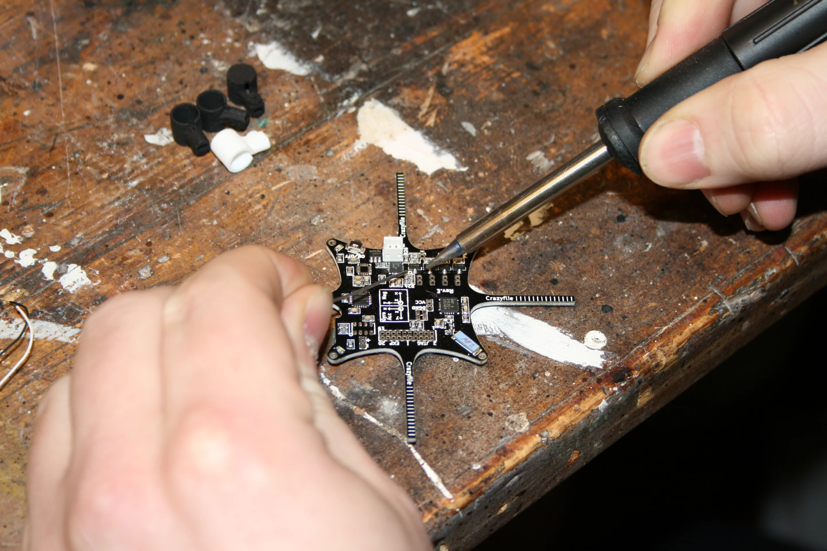 Preparing to solder the motors