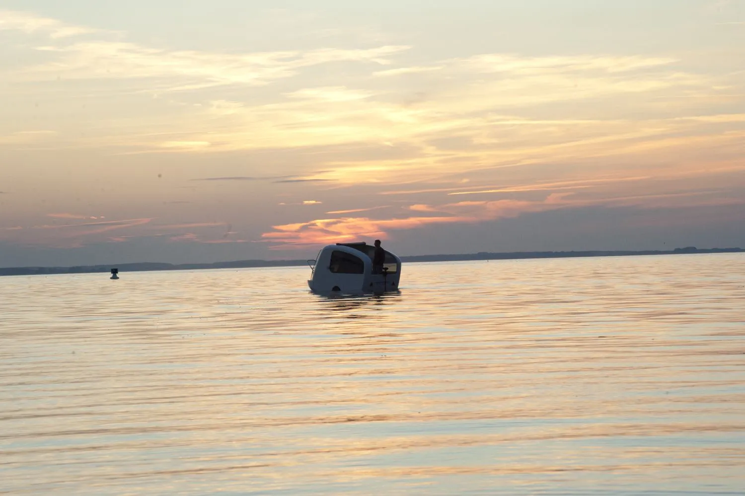 Sealander is a unique vehicle that combines features of an electric motor-powered boat and a camping trailer
