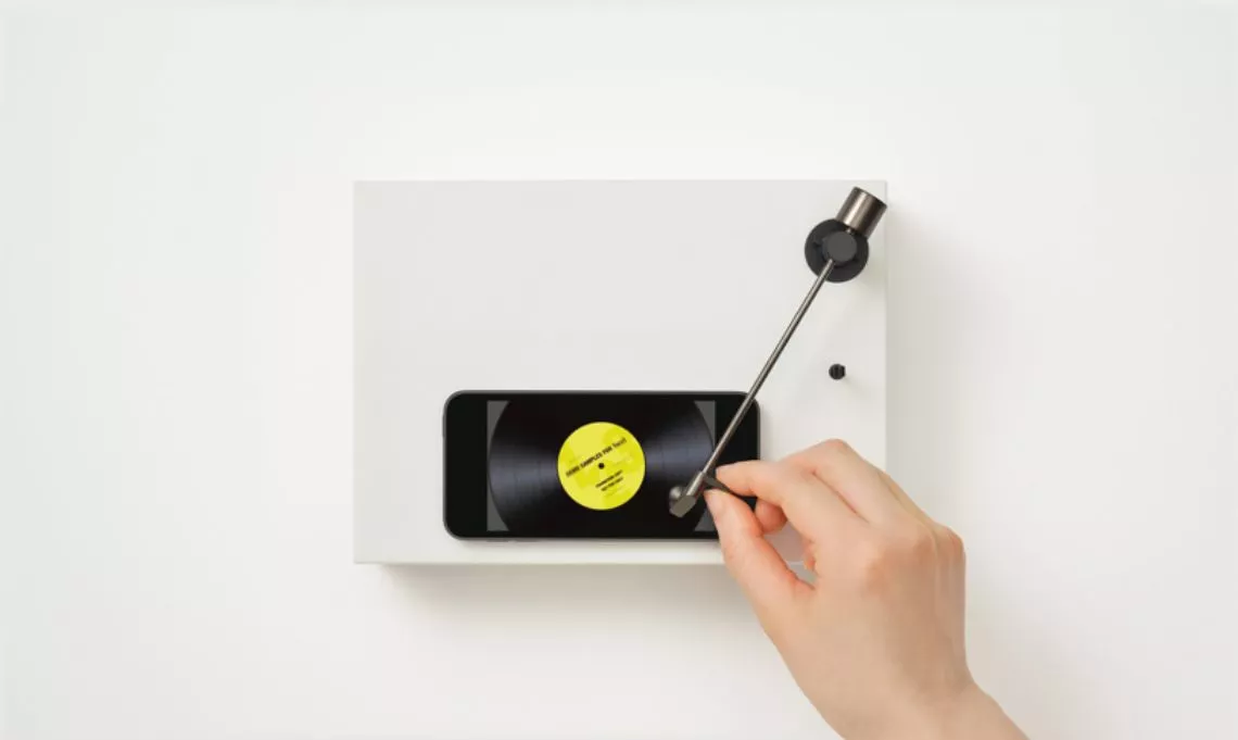 The TurnT is like a turntable for smartphones, with music playing when a "stylus" is placed on a graphic of spinning vinyl onscreen