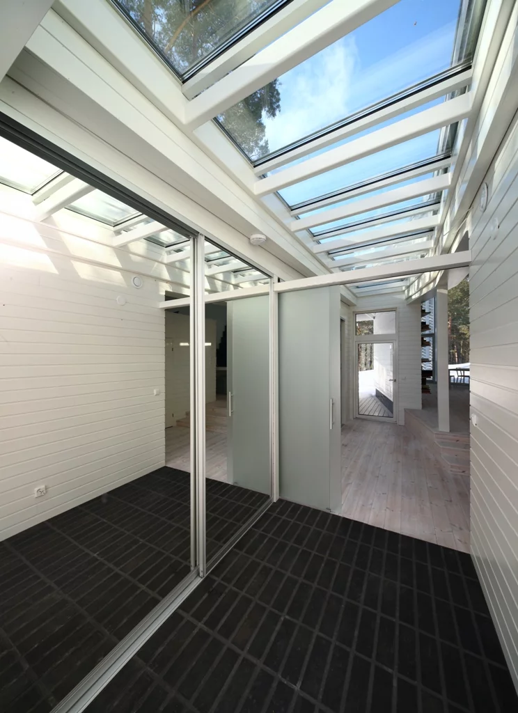 Natural light floods the home all year round with glass ceiling walkways