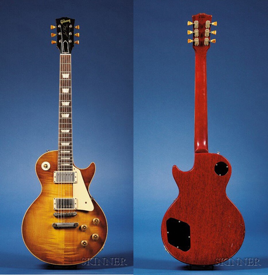 In 1958, Gibson began producing the Les Paul Standard model, which retained most of the features of the Goldtop, though the finish became a cherry-red version of the Sunburst finish long used on Gibson's flat-top and archtop acoustic and hollow electric guitars. Production ended in 1961, when Gibson redesigned it to feature a double cutaway body, subsequently becoming the Gibson SG. Around 1,700 instruments were made in the first series, and these are now highly valuable. Though it had no remarkable provenance, the pre-auction estimate of $225,000 to $250,000 for this guitar proved accurate. Production was resumed in 1968 due to public demand, and continues to this day. It sold for $237,000 at a Skinner auction on 3 May, 2009