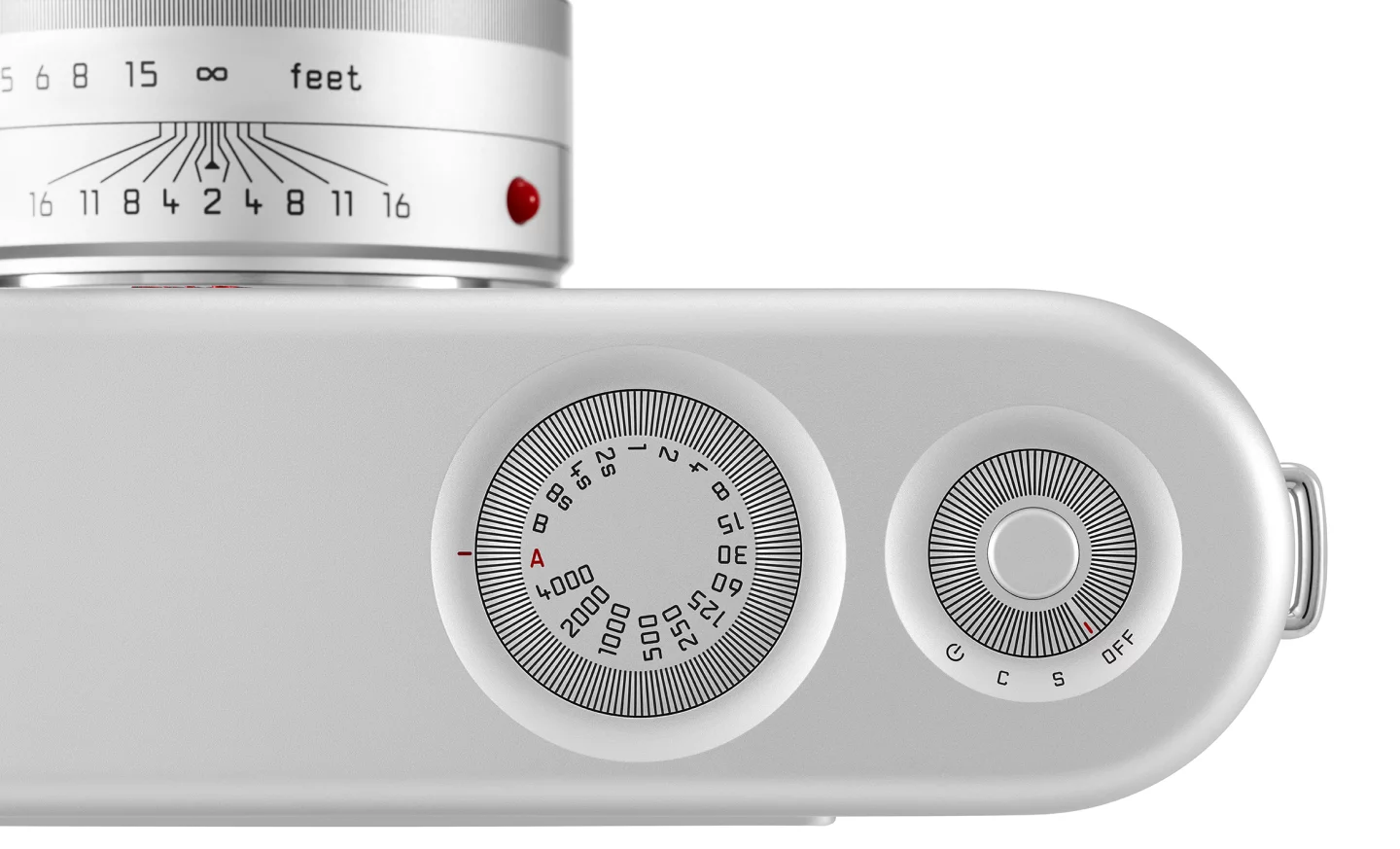 The control dials and shutter button have been sunk into the top-plate of the Jony Ive and Marc Newson designed Leica M