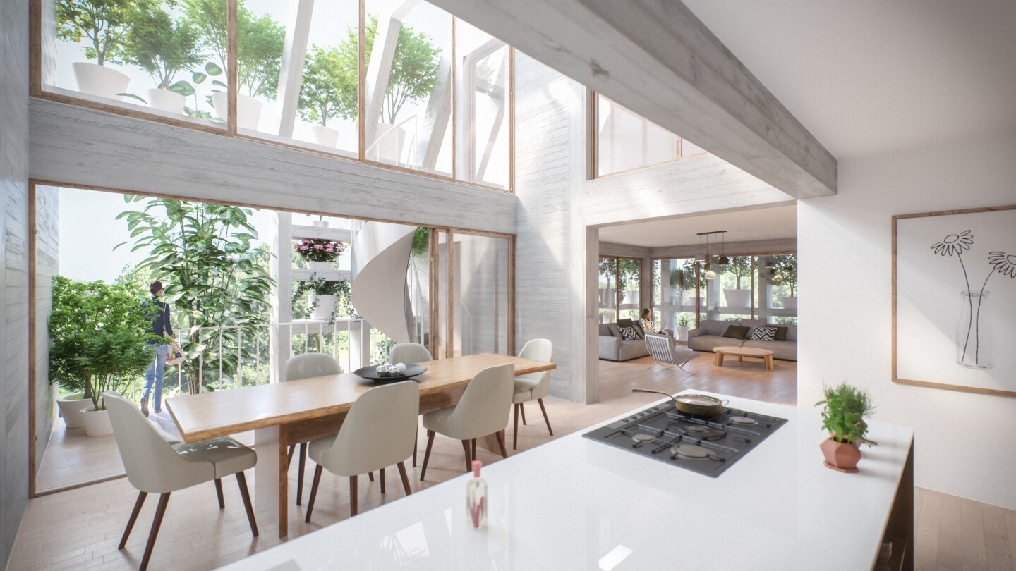 The Green Villa's facade will be covered in greenery that's selected to provide shade, privacy or views, as required
