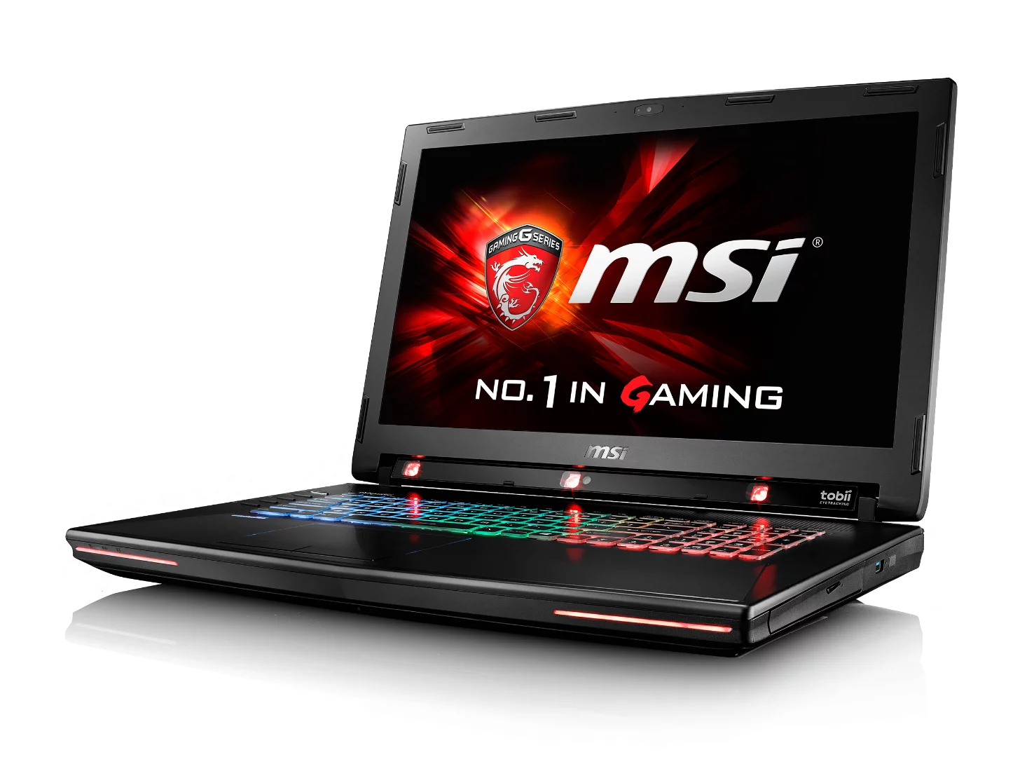The MSI GT72S G Tobii integrates a trio of near-IR illuminators at the bottom of a 17.3 in FHD screen
