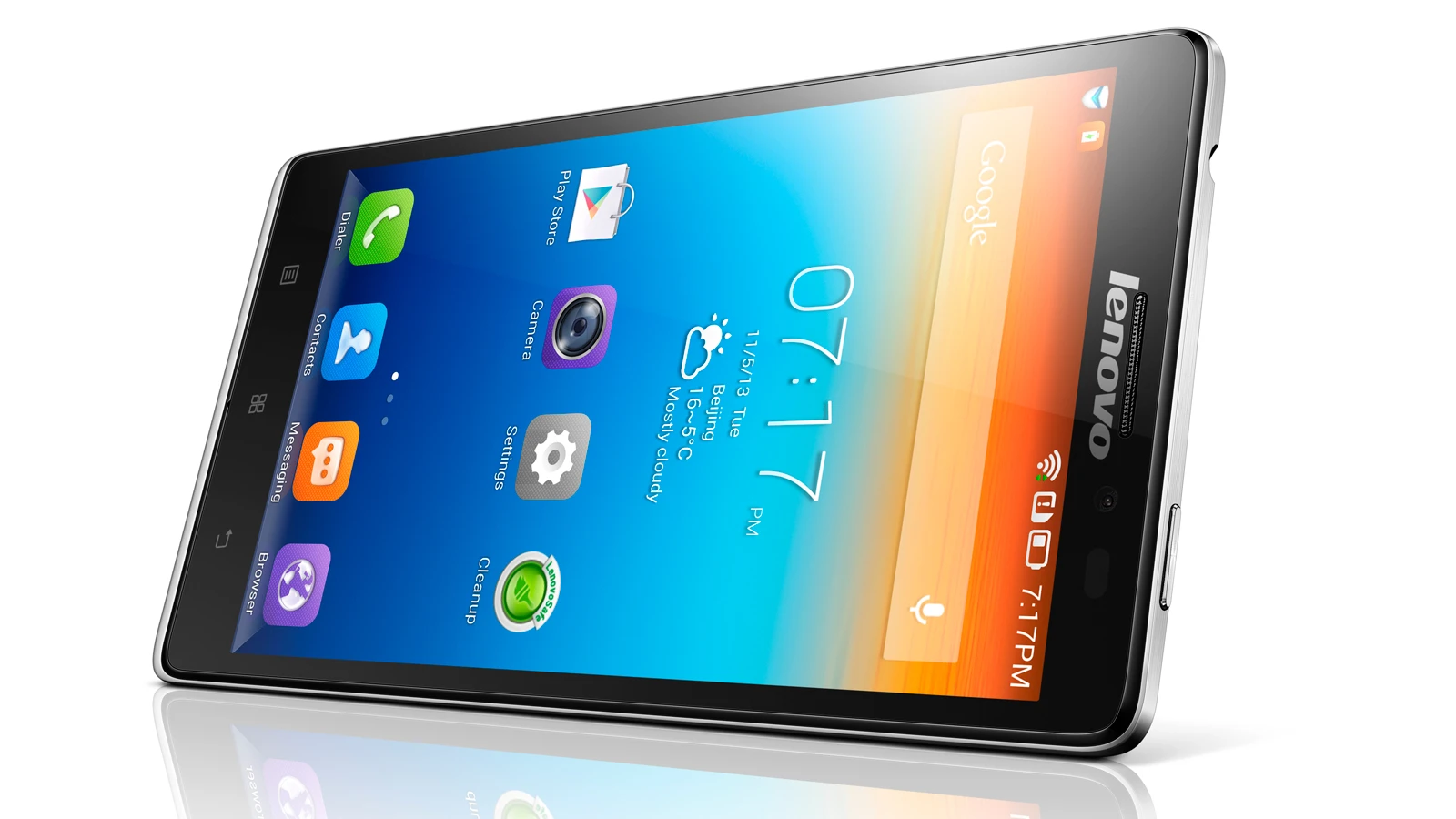 Lenovo's first 4G device, the Vibe Z, measures 7.9 mm (0.31 in) thick, weighs 147 g (5.1 oz) and sports a 5.5-inch (1920 x 1080) Full HD IPS display