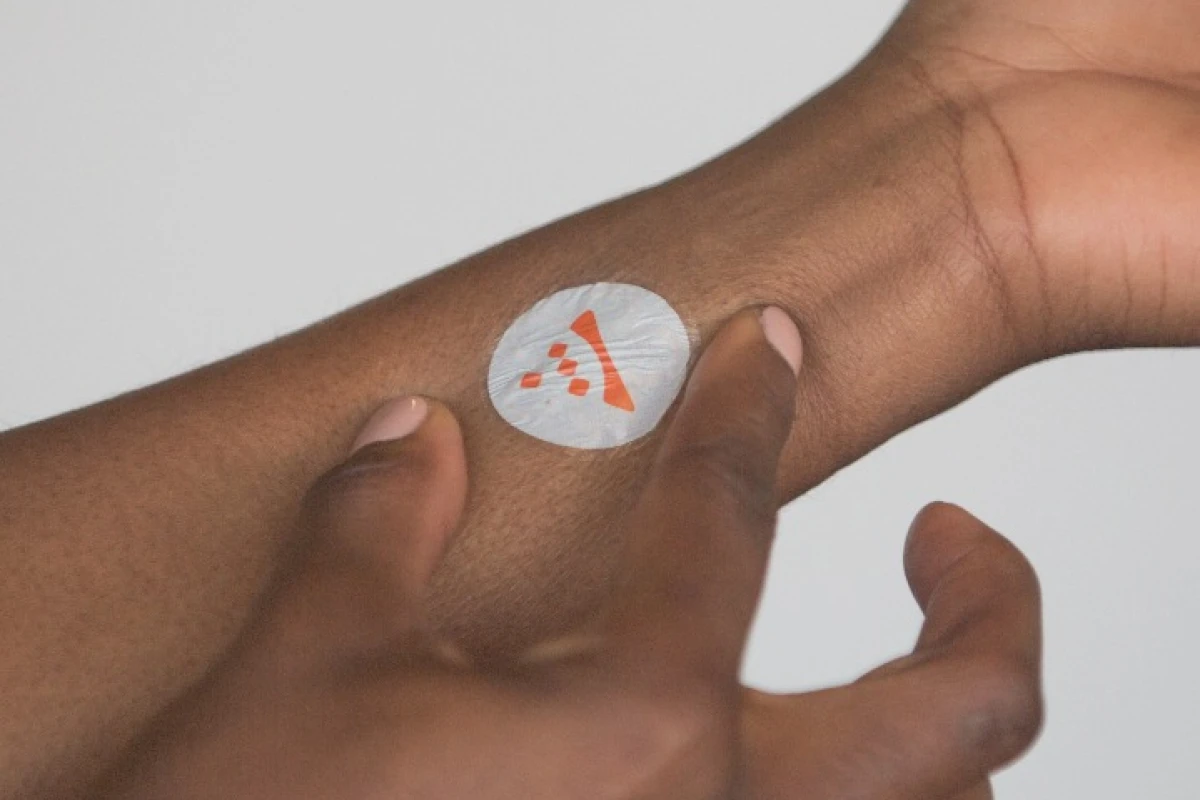 The WiSP smart stamp is about the size of a sticker or large postage stamp, and could have multiple healthcare and consumer uses