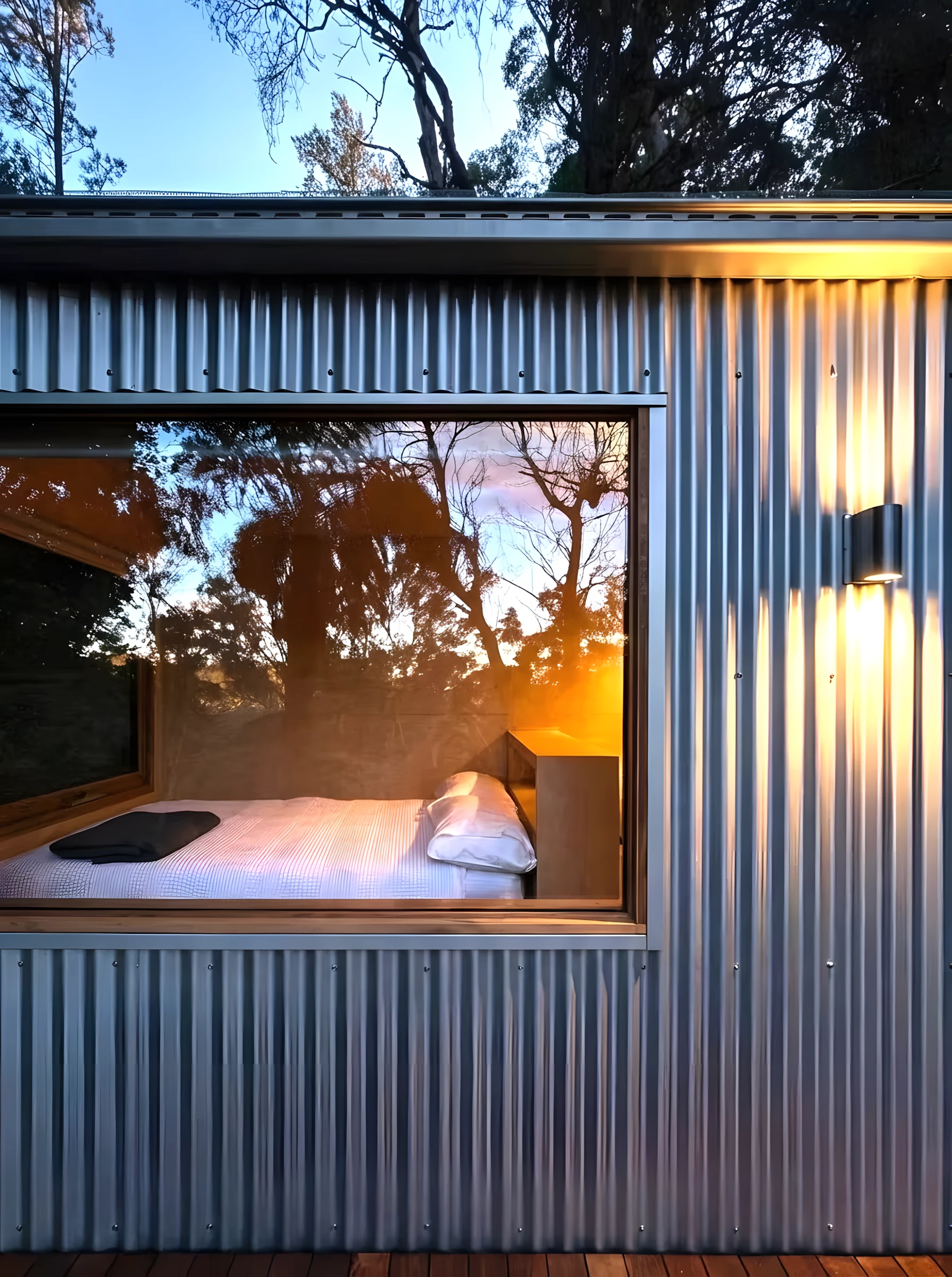 The Zinc Studio Cabin features generous glazing, helping fill the interior with natural light