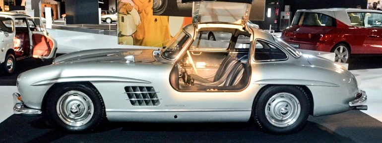 This 1957 Mercedes 300 SL Type W is listed with a 3.0-liter six-cylinder engine and 10-second 0-62 mph (100 km/h) (Photo: C.C. Weiss/Gizmag)