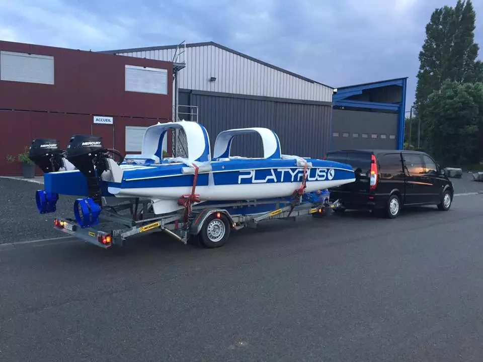 The Platypus prototype packed up and ready for its latest journey to the surprisingly chilly water of the Mediterranean