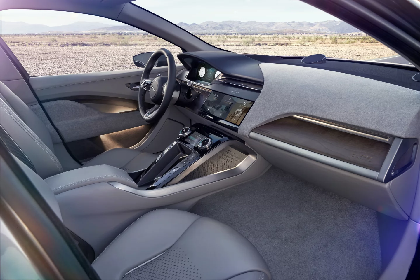 The cabin is touchscreen heavy in the Jaguar I-Pace