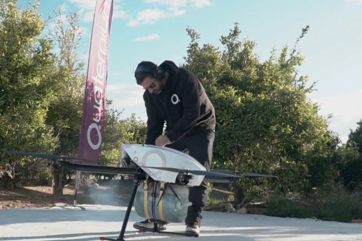 The modified HYBRiX 2.1 quadcopter is prepared for its flight