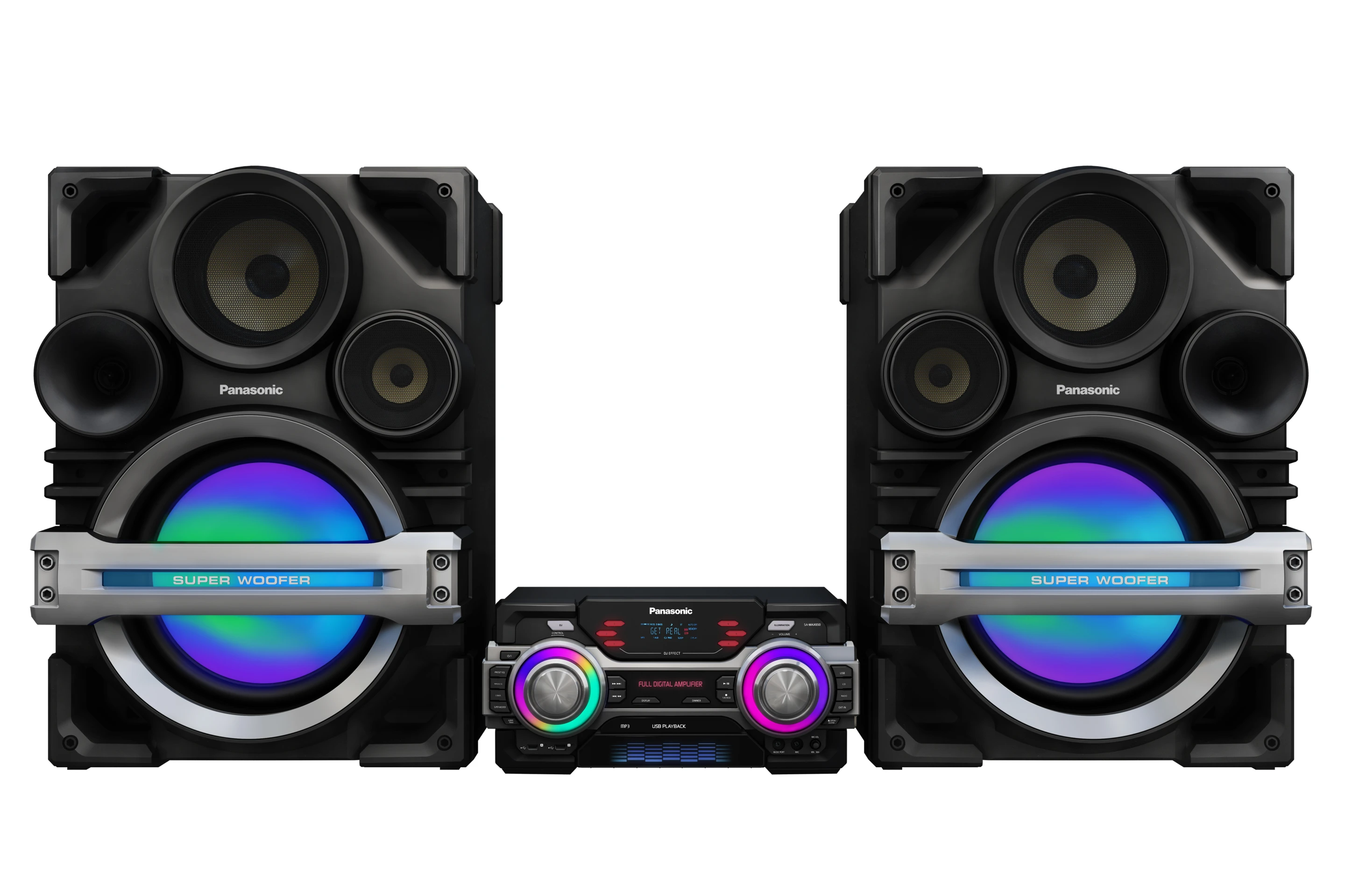 Each floor-standing speaker is home to a 15-inch ultra super woofer, a 7.87-inch super woofer, and a 4-inch woofer to take care of the mids to deep lows, and a 2.36-inch tweeter sporting a nano-sized bamboo cone that promises crisp clarity in the higher register