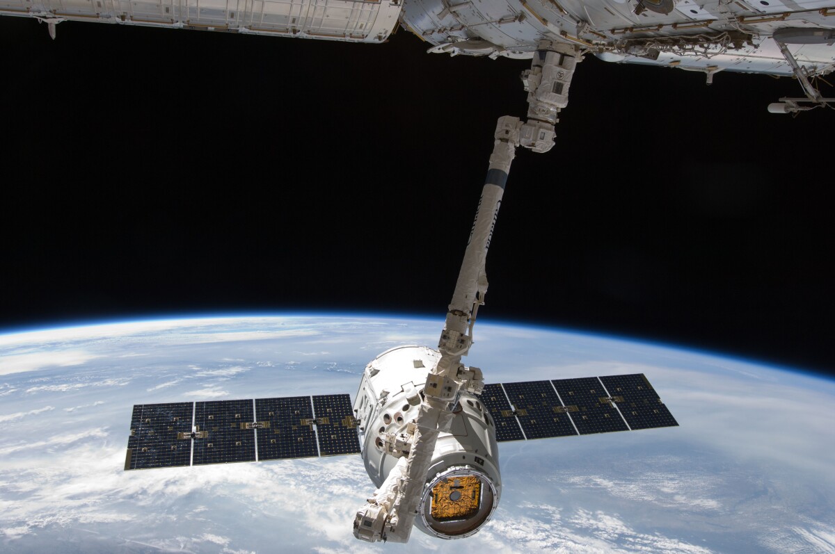 The Dragon spacecraft docking with the ISS on a previous visit