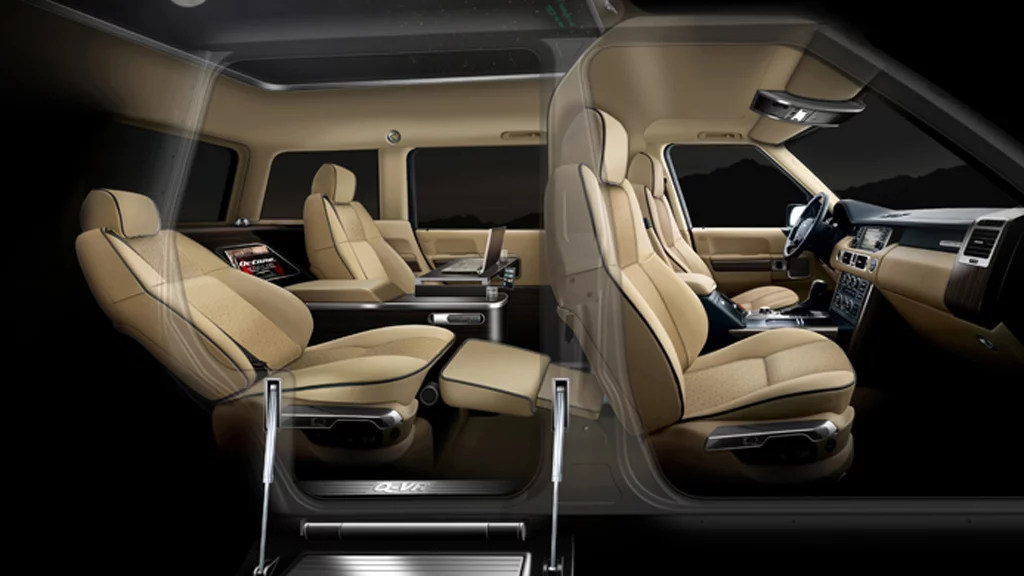 The interior of Design Q's Q-VR Range Rover