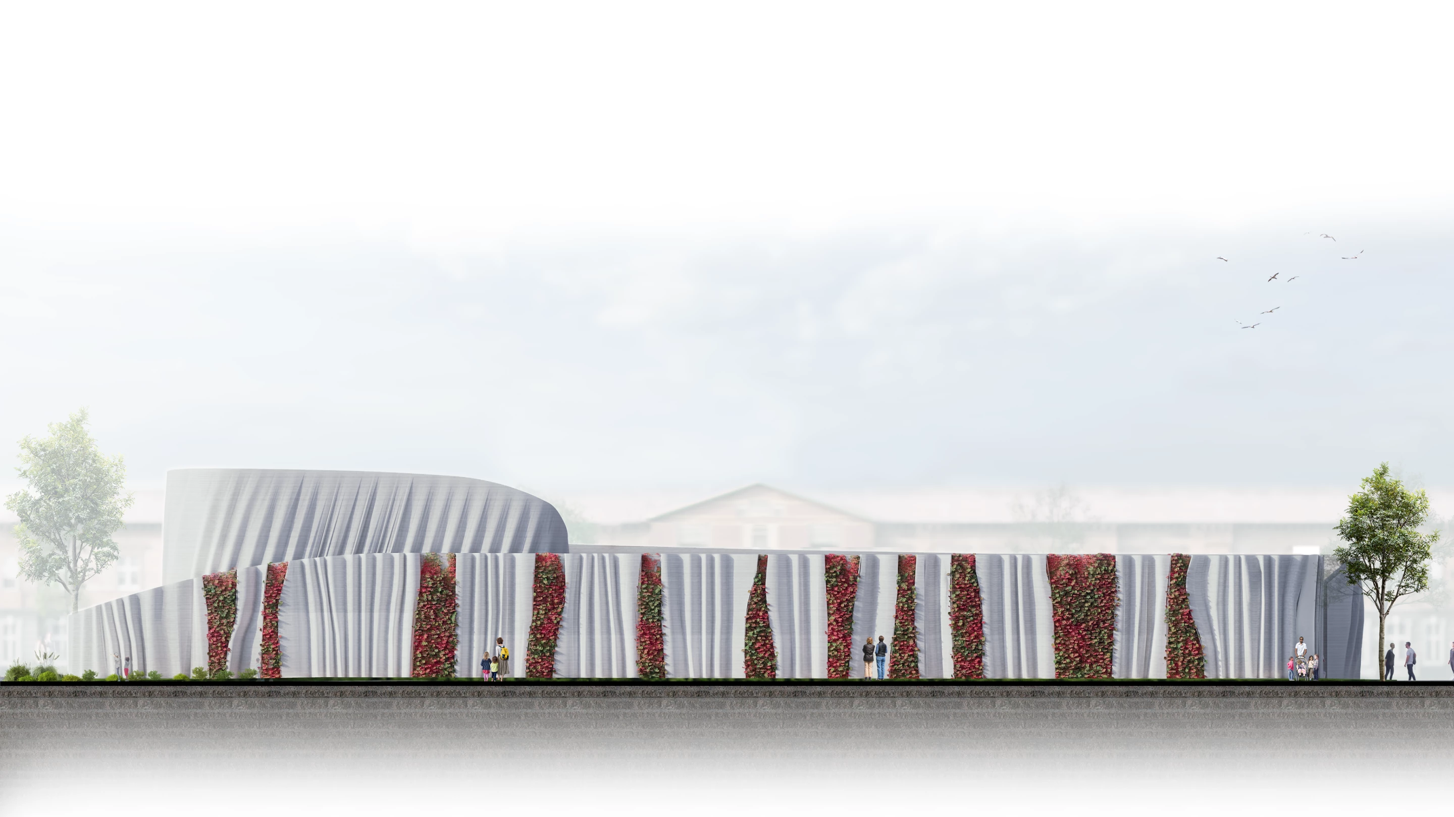 The 3D-printed data center will feature a wavy exterior and will incorporate some greenery