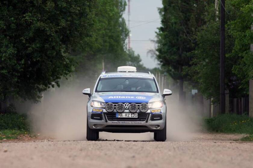 The Volkswagen Touareg TDI which will be driven around the clock in 5 hour shifts