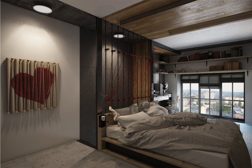 The architects managed to utilizes the entire 18 square meters (194 sq ft) in the bedroom zone