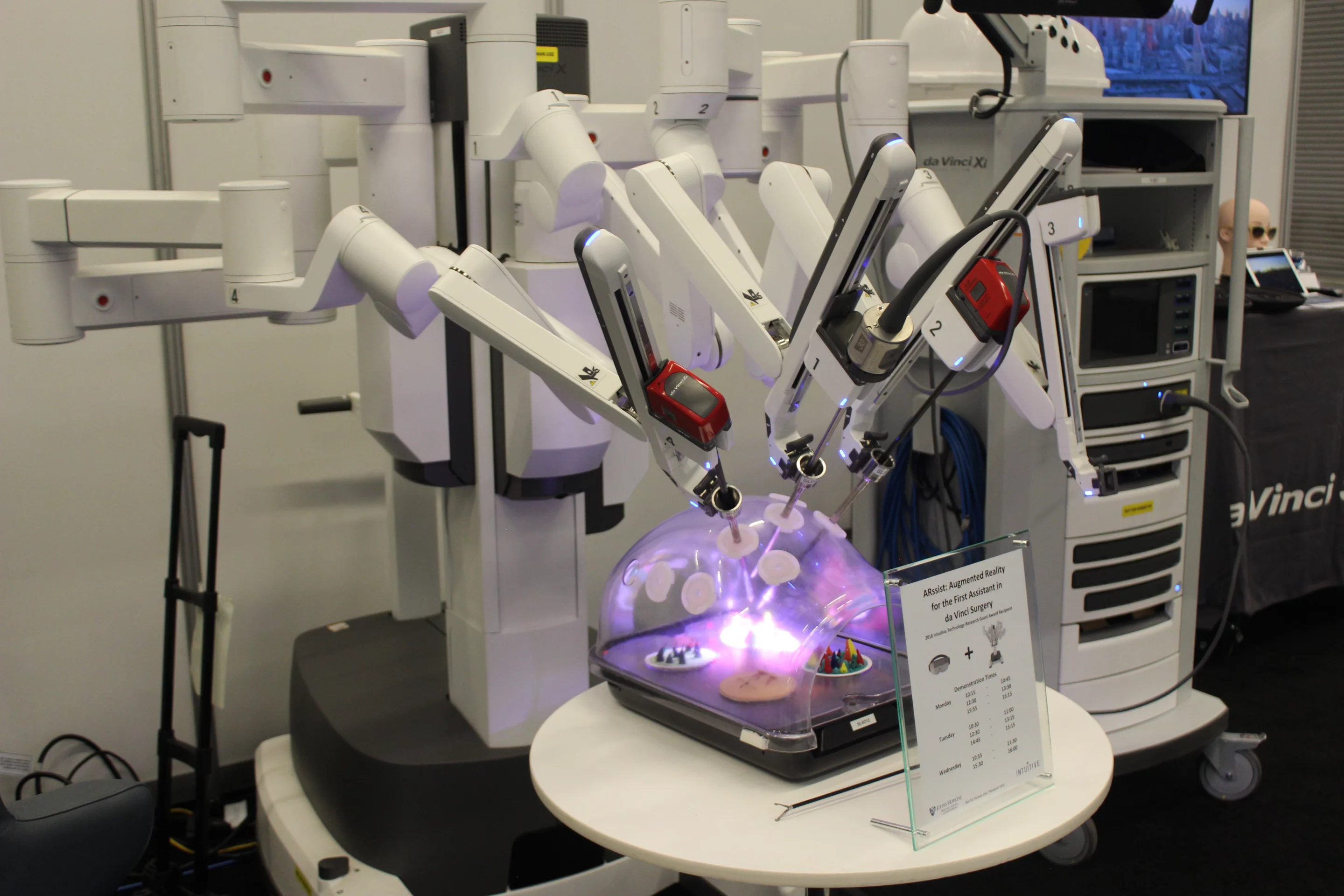 A da Vinci robotic surgical system, equipped with the ARssist augmented reality system