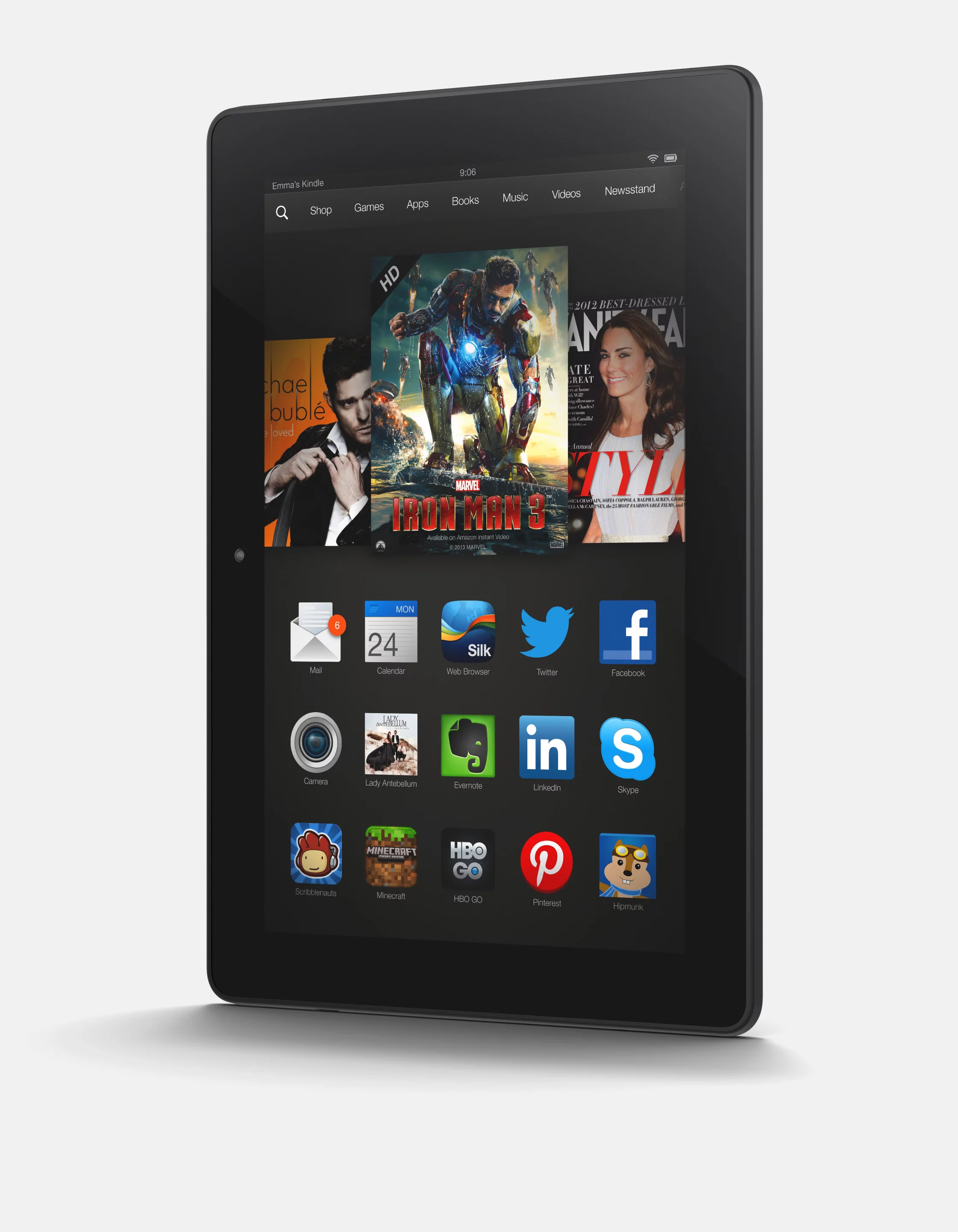 The Kindle Fire HDX 8.9 has an 8.9-inch, 2560 x 1600 resolution display at 339 ppi