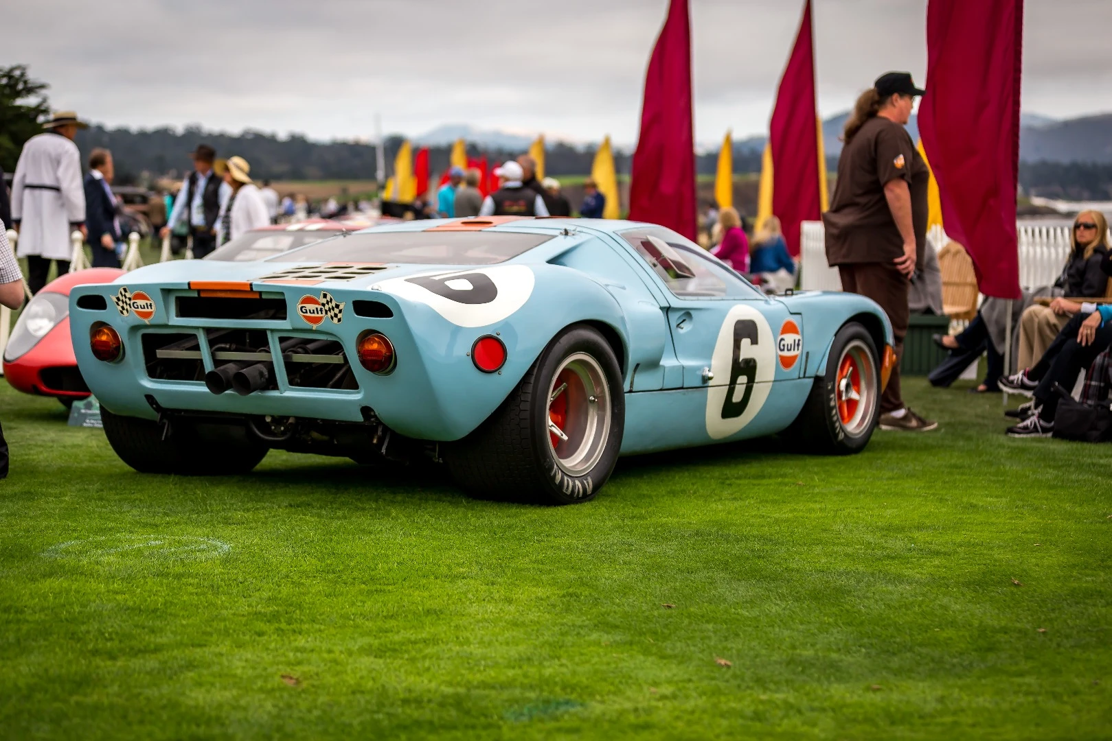 One of 19 GT40s, this one sporting the iconic Gulf Oil orange and blue color scheme