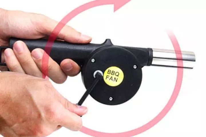 The Barbecue Hand Crank produces a stream of air at the turn of a handle