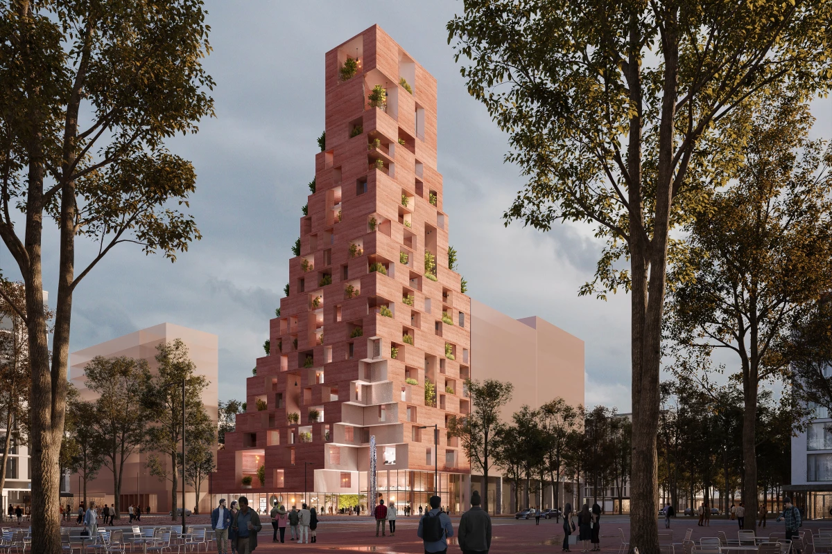 The Tirana Multifunctional Tower will reach a maximum height of 83 m (272 ft)