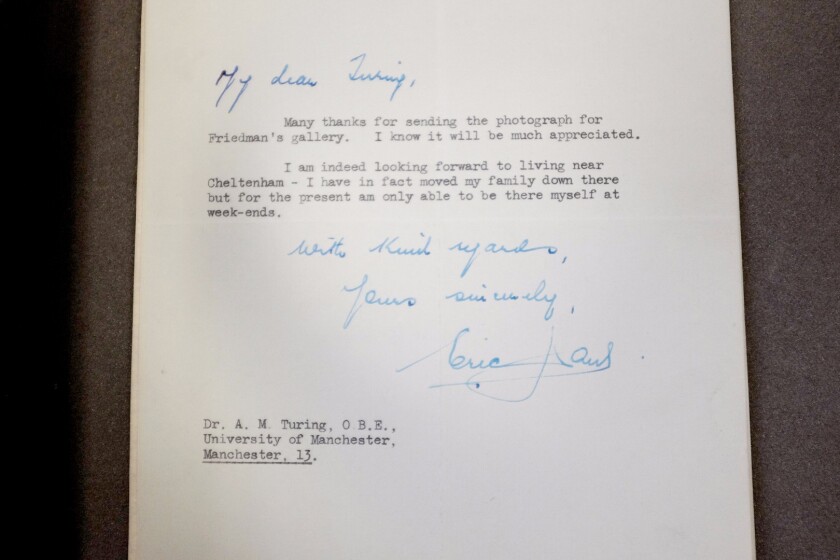 A letter sent to Alan Turing