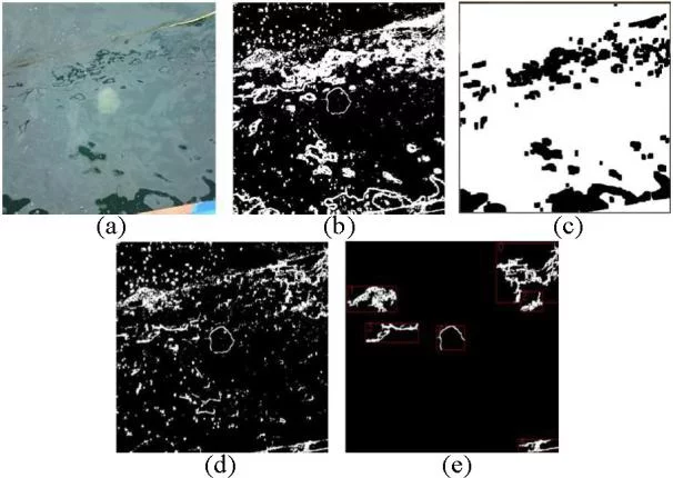 These images show ow the JEROS scans the water and identifies jellyfish just below the surface