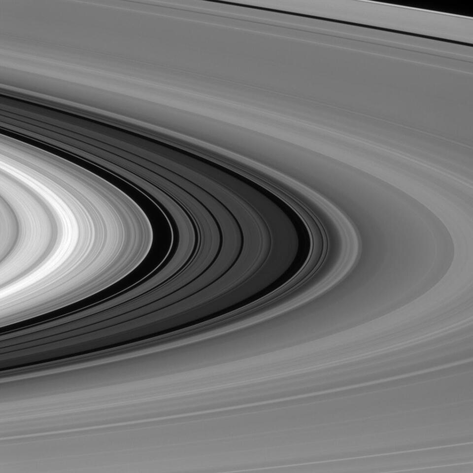 Image of Saturn's rings as seen by Cassini's narrow-angle camera in April 2016