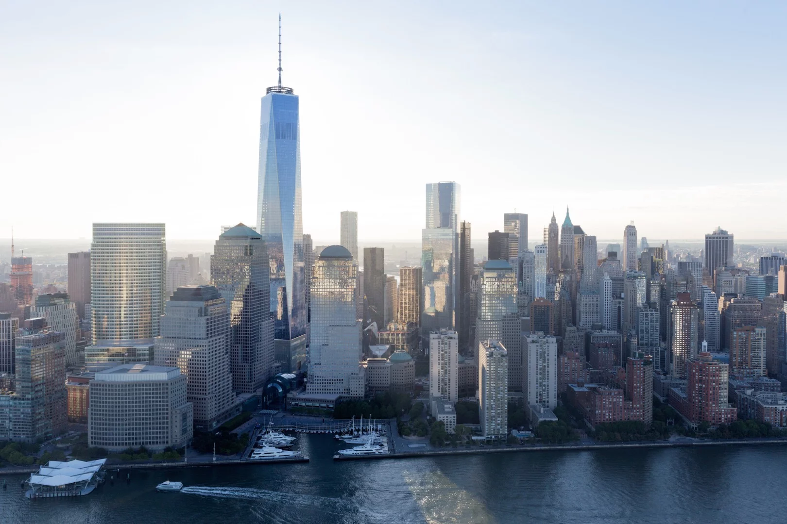 The One World Trade Center rises to a symbolic height of exactly 1,776 ft to mark the US Declaration of Independence