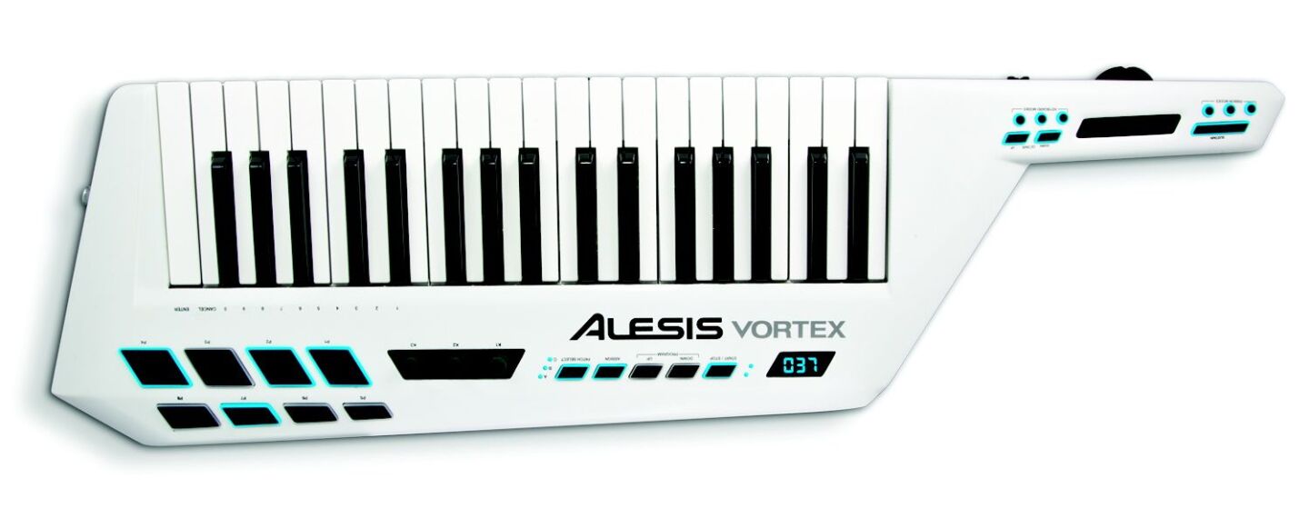 The Vortex features a playing area made up of 37 pressure-sensitive keys, above which are velocity-sensitive pads and transport and patch select controls
