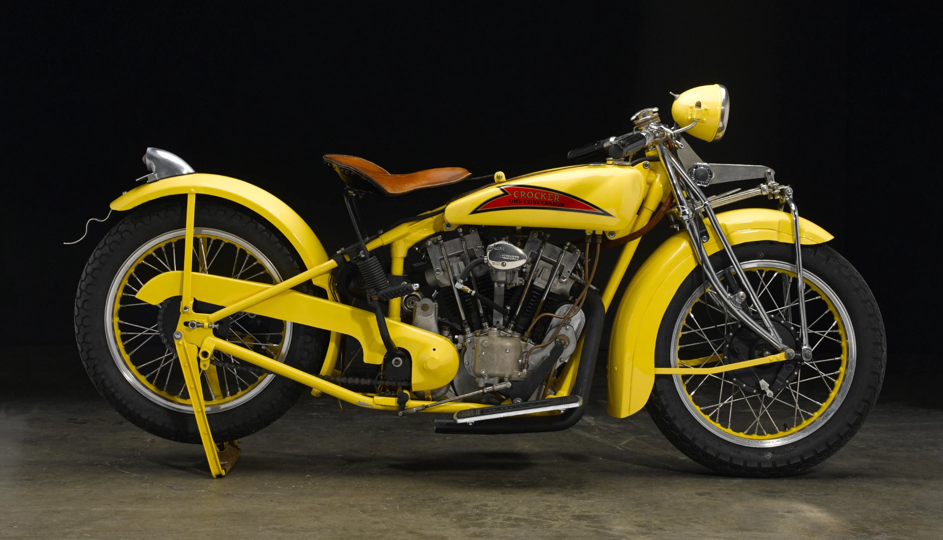 This 1929 Indian-Crocker Overhead-Valve Conversion was sold in May 2007 for $93,600 by Bonhams at the Legend of the Motorcycle Auction. It went to auction again at Bonhams' 2016 Las Vegas Motorcycle sale but failed to meet reserve.