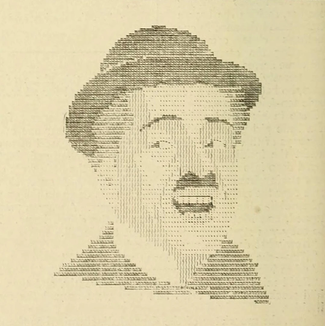 From 1919 this is an early example of typewriter art featuring Charlie Chaplin