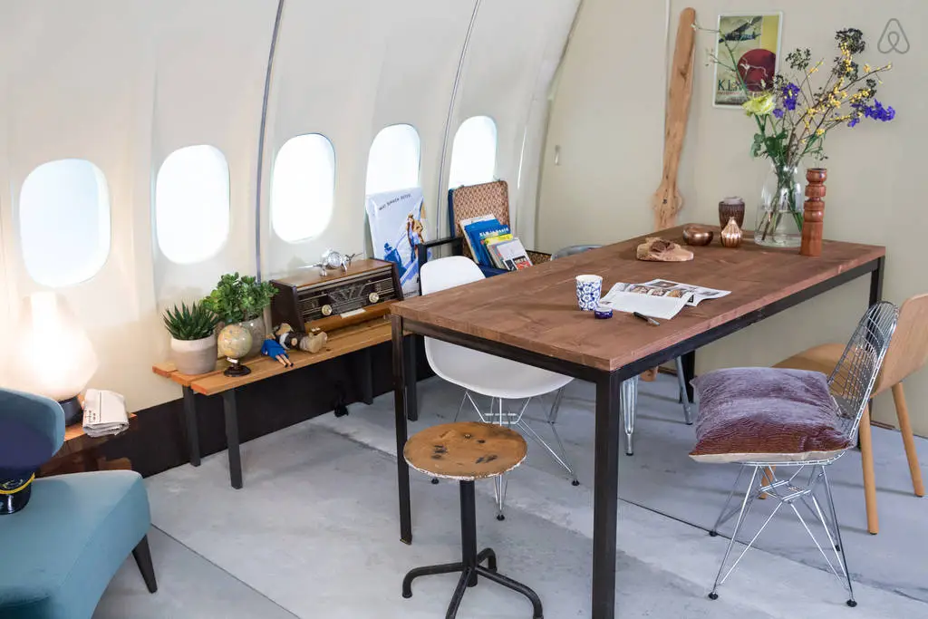 The airplane has been converted into a 366 sqm (3,940 sq.ft) vintage-inspired apartment