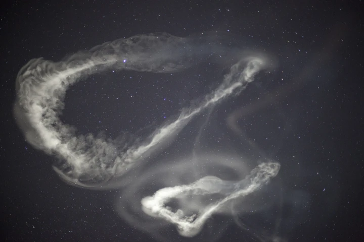 The rockets carry an onboard chemical which, when released, form clouds revealing wind patterns at outer reaches of Earth's atmosphere (Photo: NASA/Wallops)