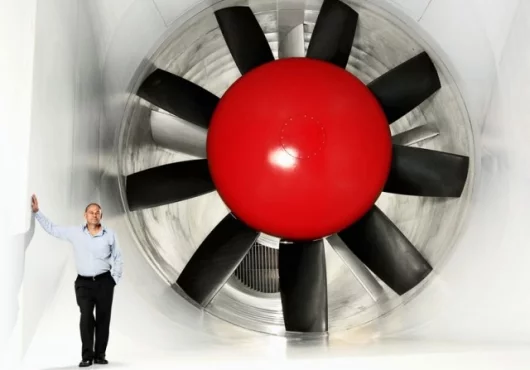 Volvo aerodynamic expert Tim Walker in the new tunnel