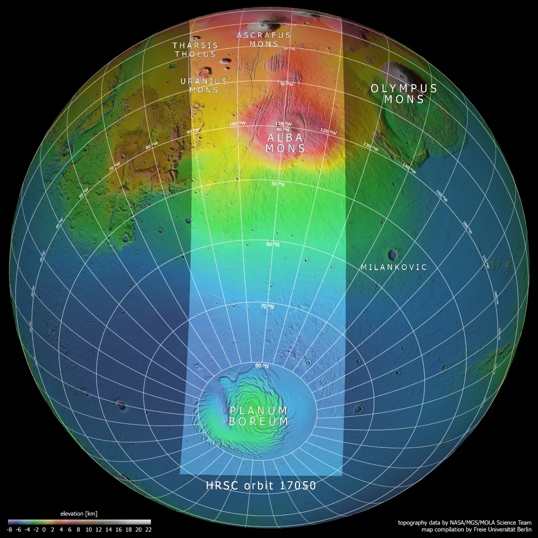 The topography of the Mars Express image