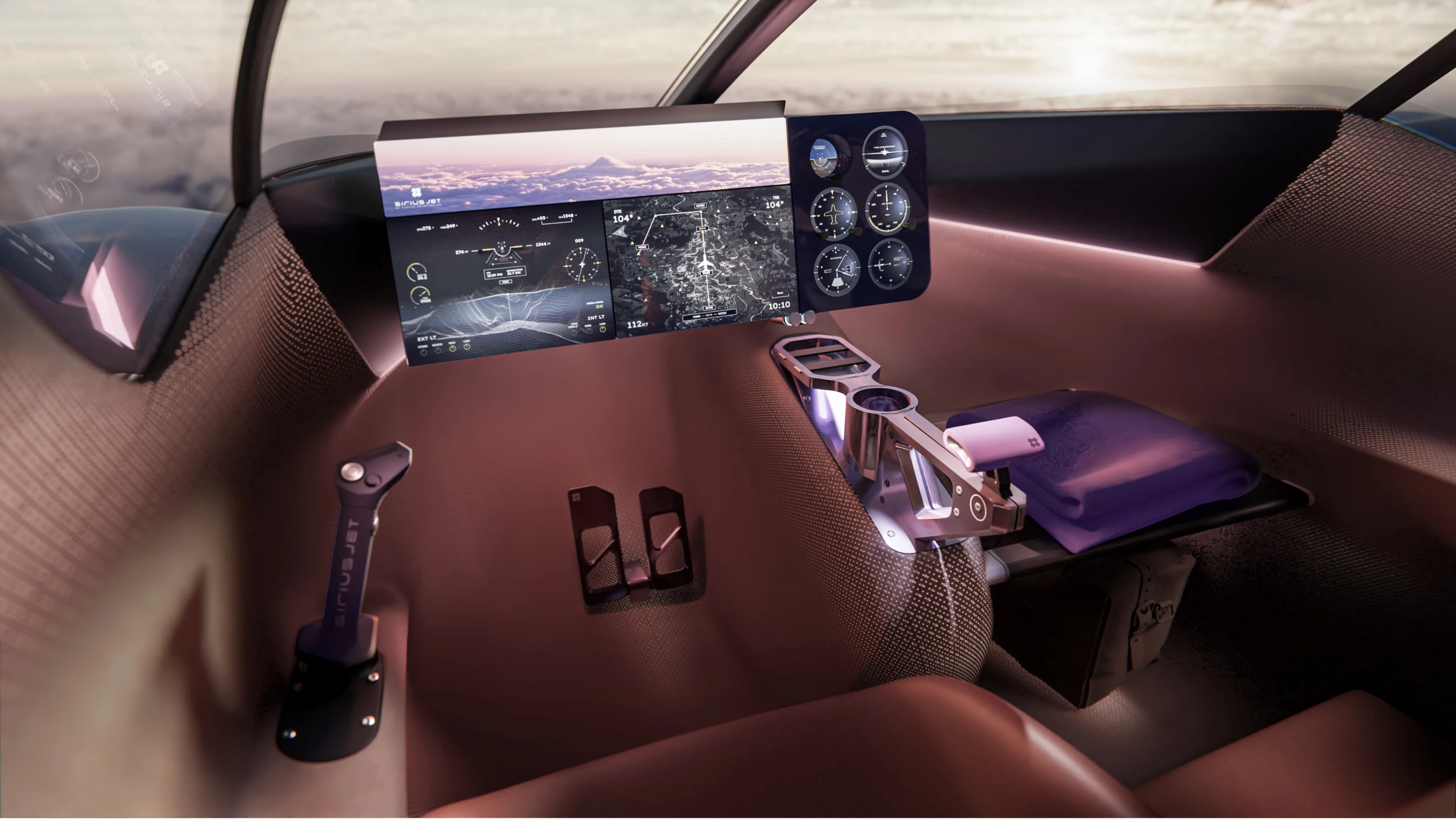 The CEO Jet's elegant but simplified cockpit