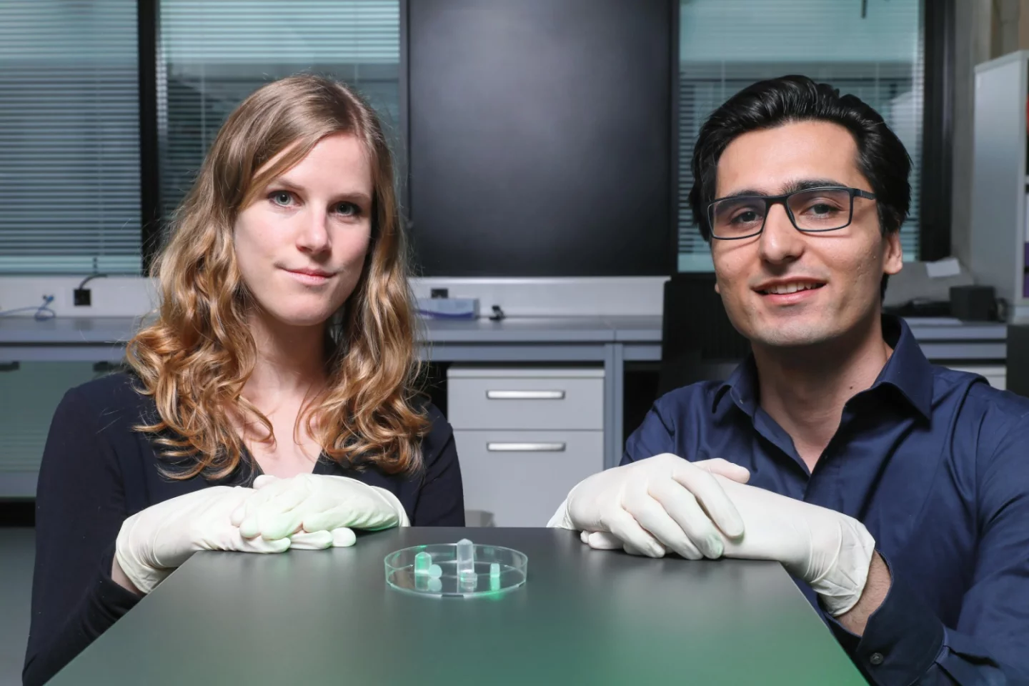 Celine Samira Wyss and Peyman Karam were members of an EPFL research team behind a promising new kind of hydrogel