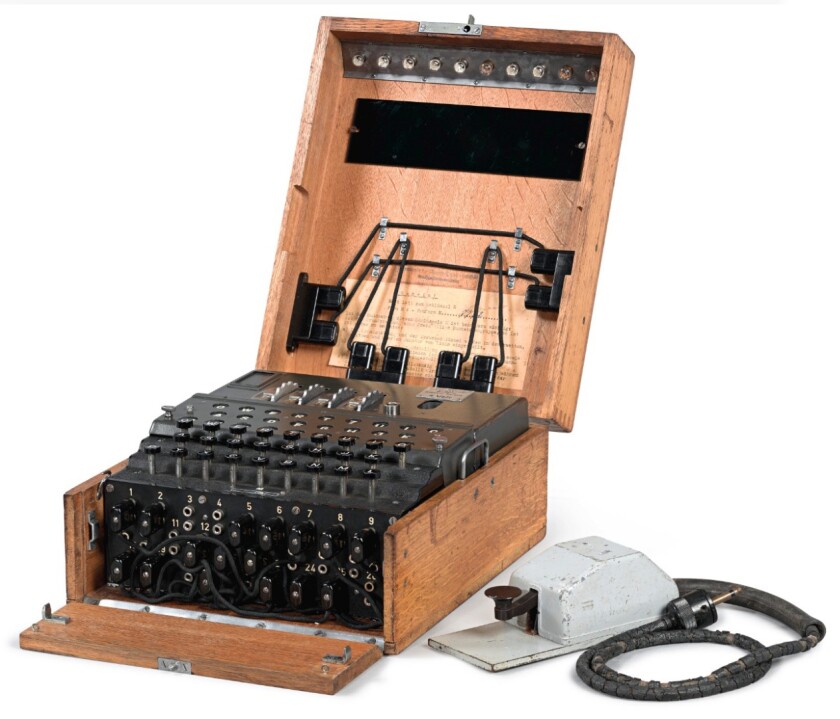 This fully-operational 1944 Enigma M4A Kriegsmarine Cipher Machine sold for US$435,000, well shy of the world record price of US$547,500 set in June, 2017, though it went close to the previous world record price of $463,500 set in December 2016.