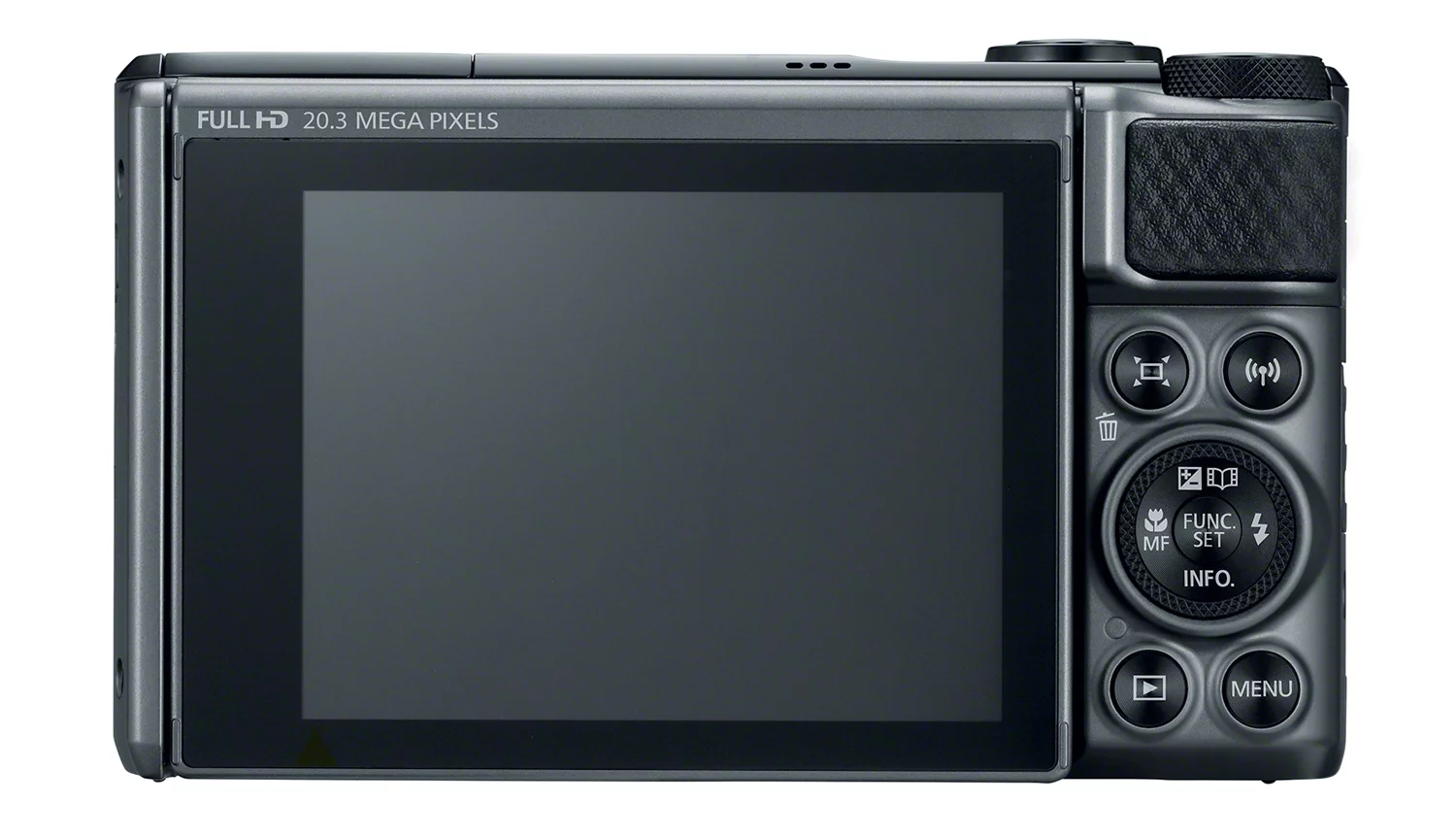 There's a tilting rear monitor on the back of the Canon PowerShot SX730 HS