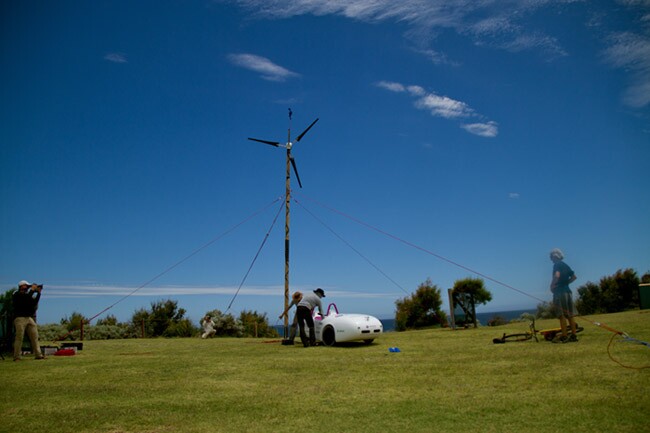 The wind turbine used to recharge the Wind Explorer's batteries